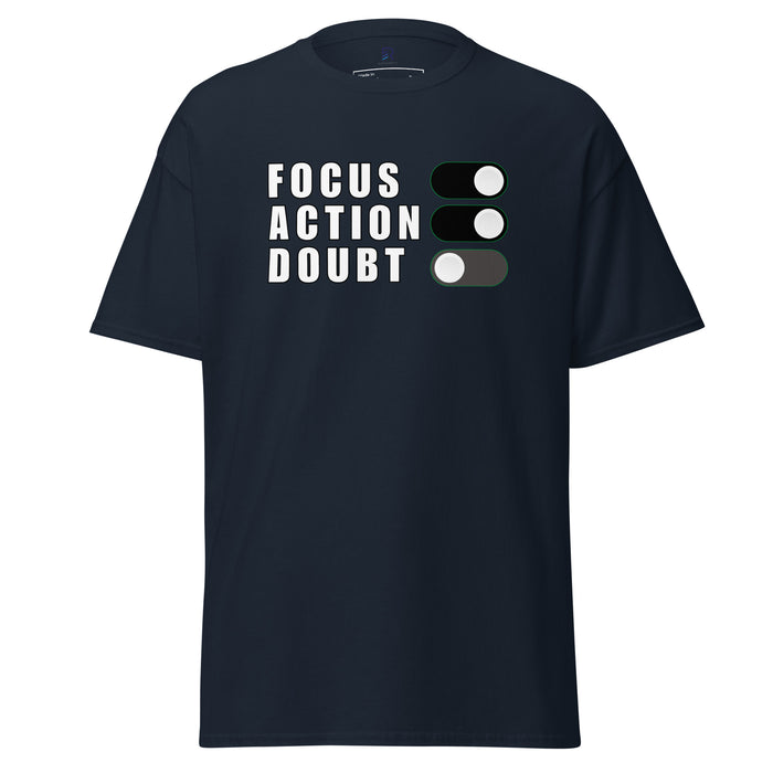 Mens-Classic-Navy-T-Shirt-Focus-Action-Doubt