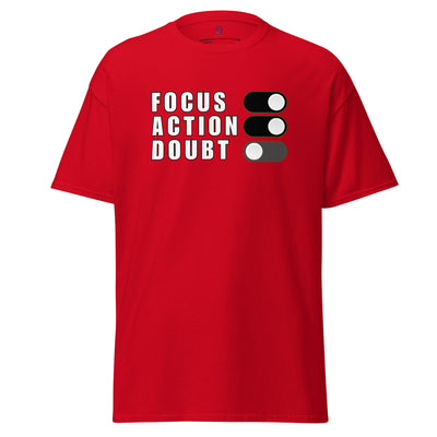 Mens-Classic-Red-T-Shirt-Focus-Action-Doubt