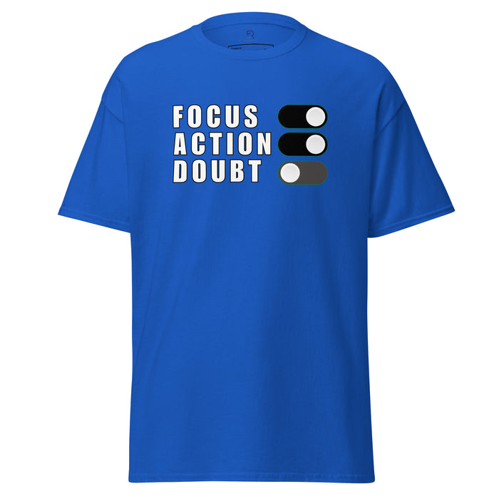Mens-Classic-Royal-Blue-T-Shirt-Focus-Action-Doubt