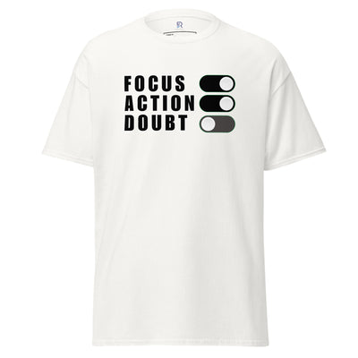 Mens-Classic-White-T-Shirt-Focus-Action-Doubt