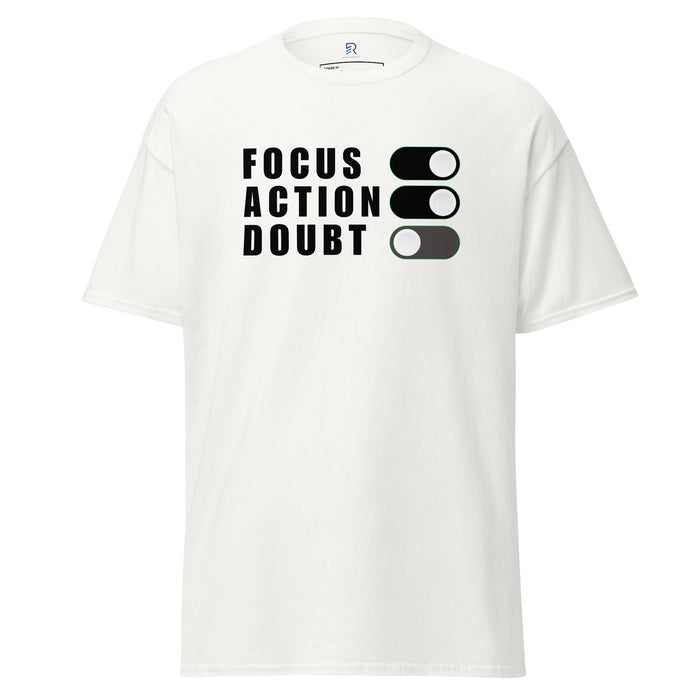 Mens-Classic-White-T-Shirt-Focus-Action-Doubt