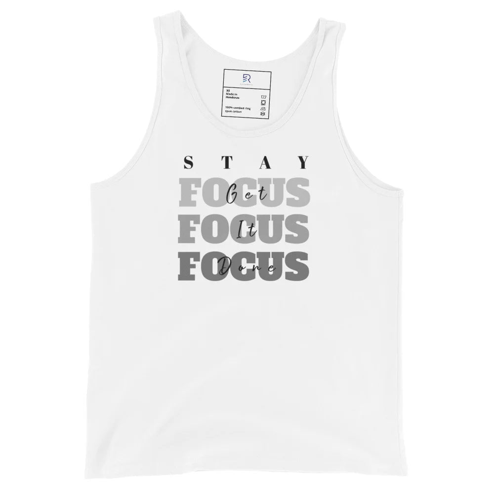 Men's White Staple Tank Top - Stay Focus Get It Done