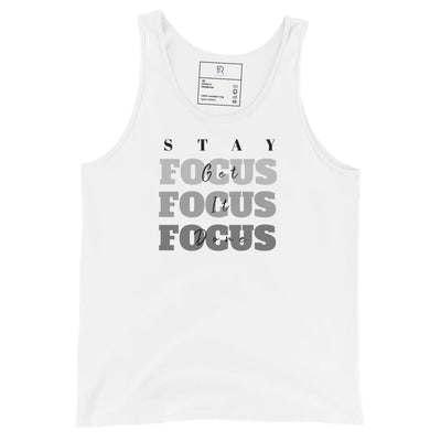 Women's Curved Hem White Tank Top - Stay Focus Get It Done