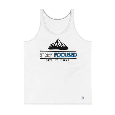 Men's White Tank Top - Stay Focused Get It Done
