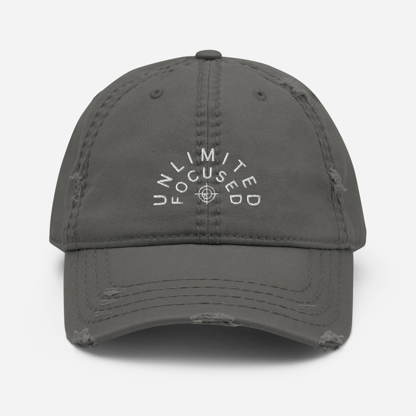 Distressed Charcoal Gray Dad Hat - Unlimited Focused