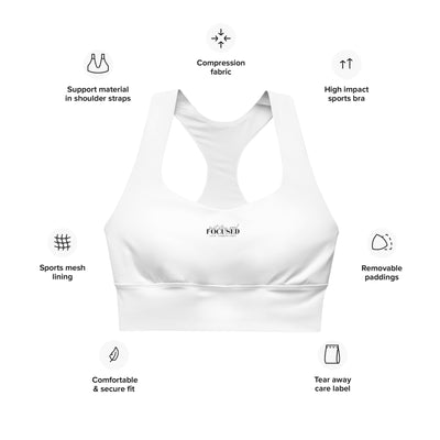 Longline White Sports Bra - Focus Live Stress-Free