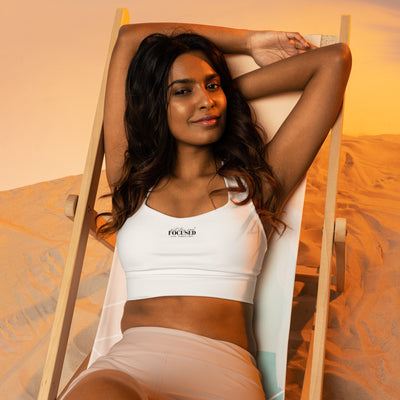 Longline White Sports Bra - Focus Live Stress-Free