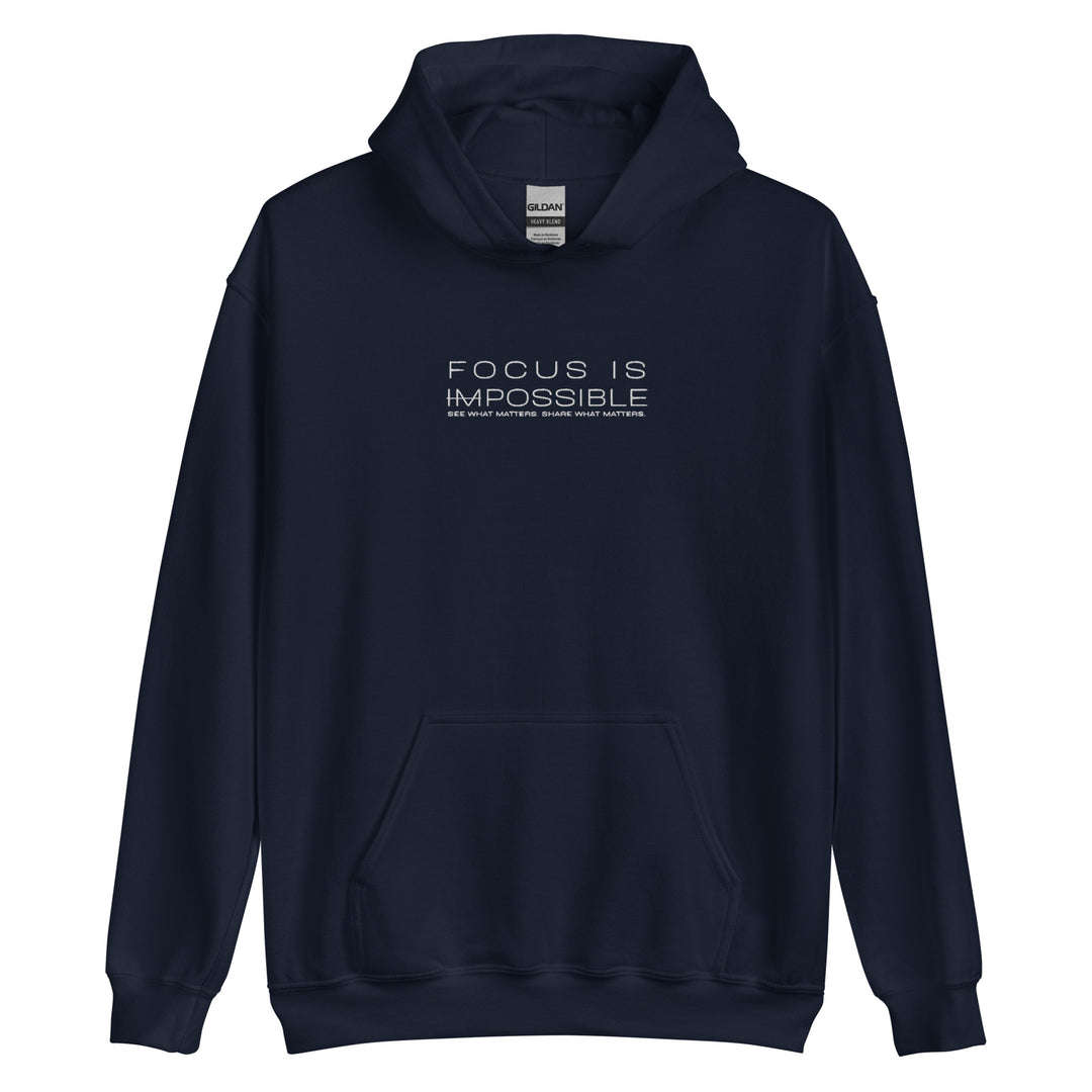 Men's Heavy Blend Embroidered Navy Hoodie - Focus is Possible