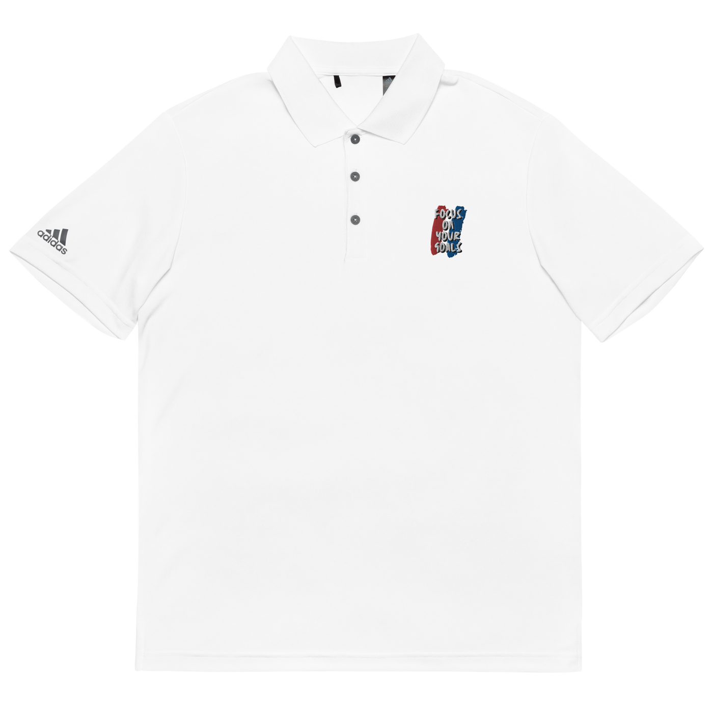 Adidas Performance Embroidered White Polo Shirt - Focus On Your Goals